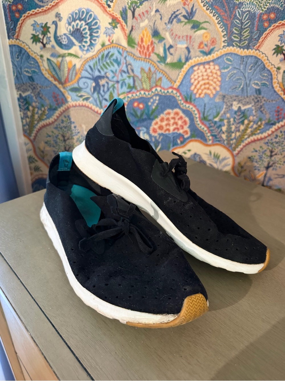 Native Shoes Black with Teal Accent Slip-On Sneakers